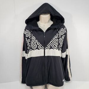 Victoria Secret PINK Sherpa Lined Campus Full Zip Anorak Black & White Size XS/S